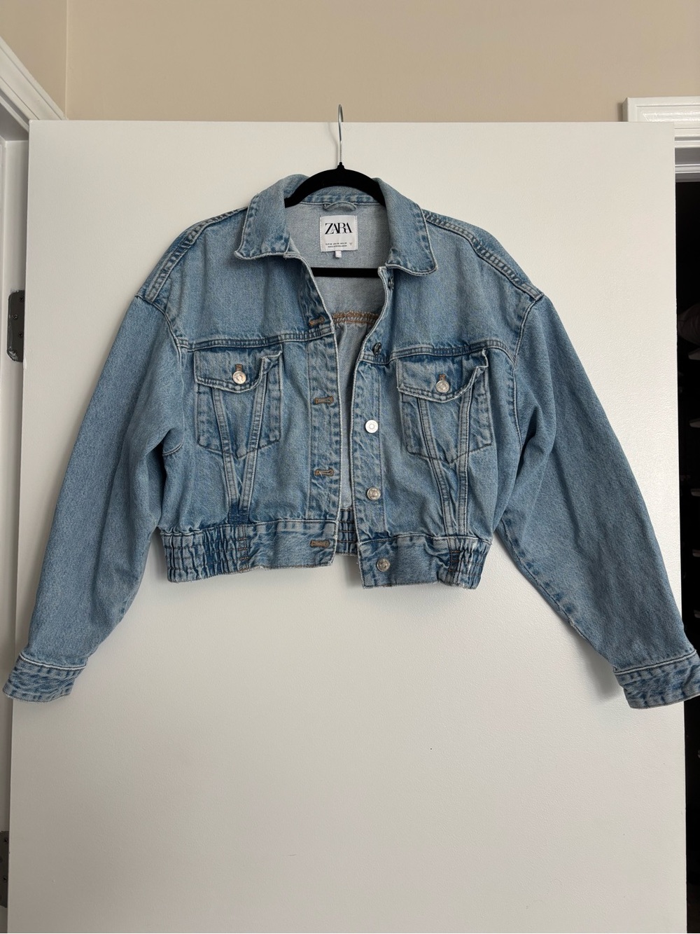Zara Light Wash Cropped Denim Jacket - Picture 1 of 3